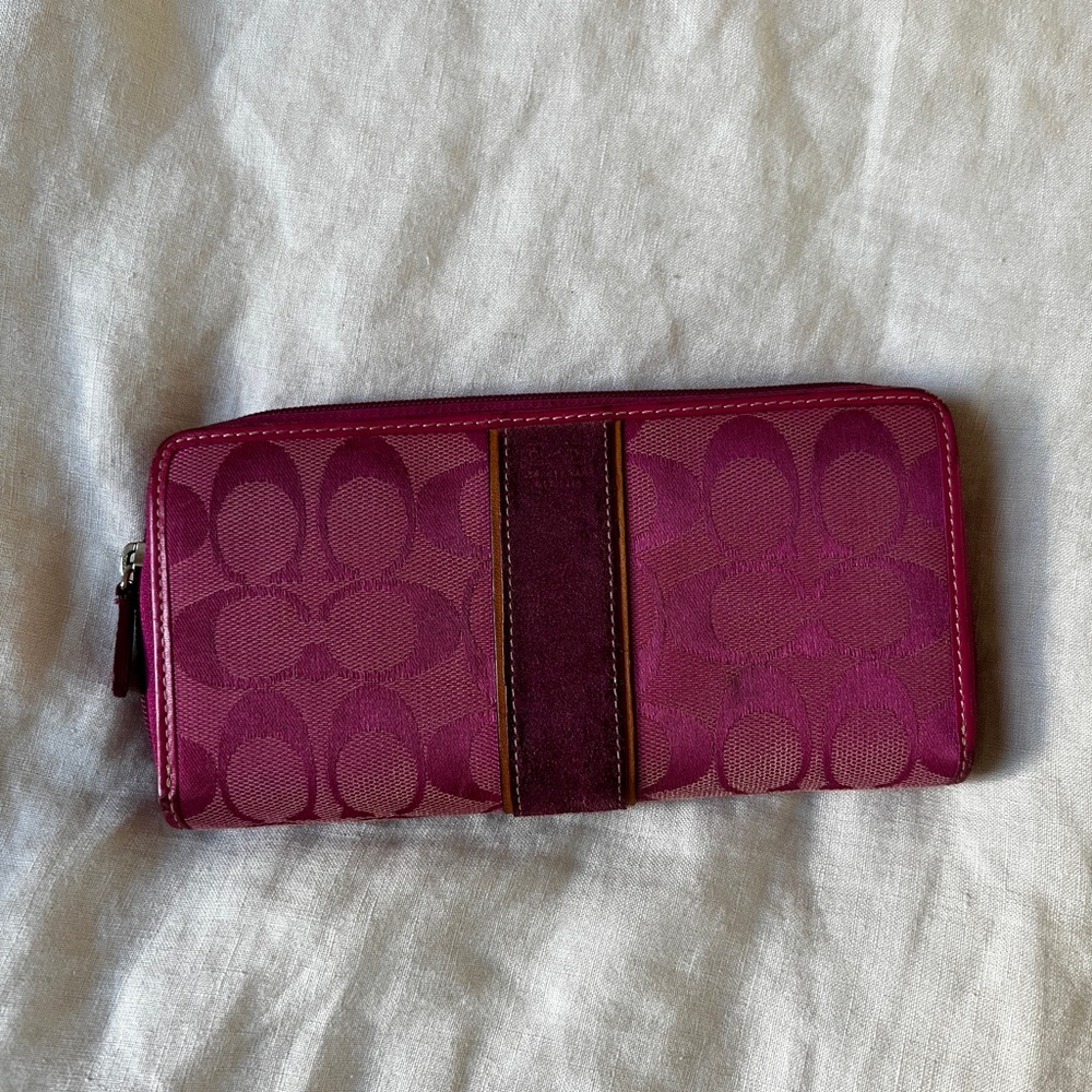 Coach Fuchsia Wallet with Signature Pattern - Picture 9 of 9